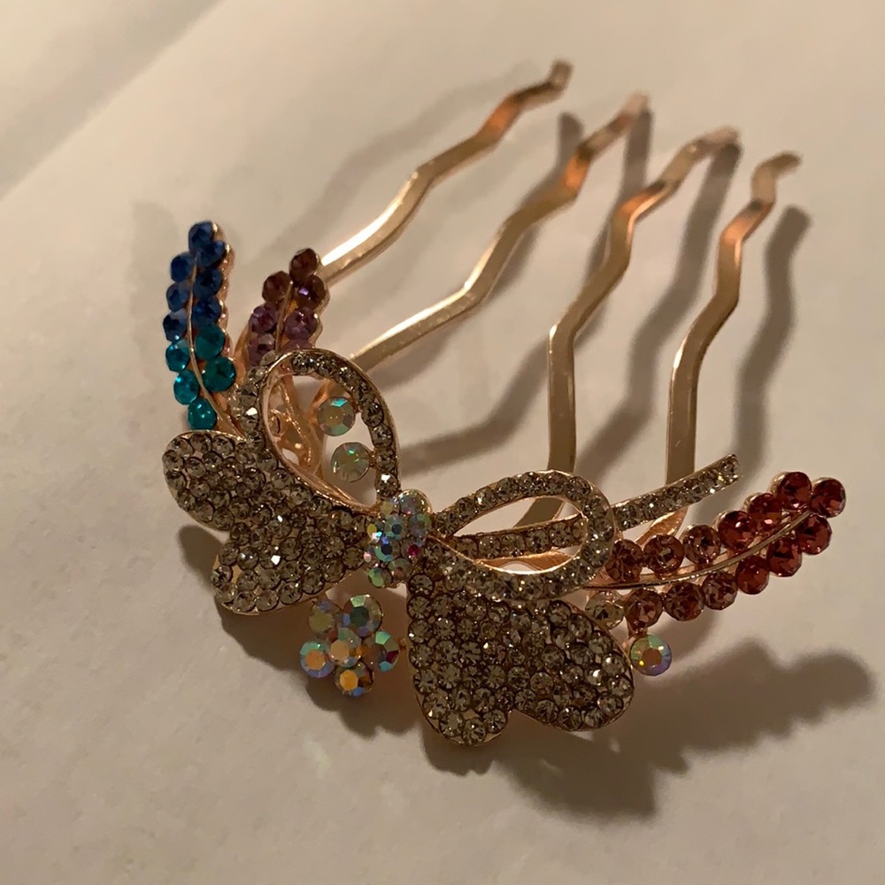 Antique Rhinestone Butterfly Updo Comb